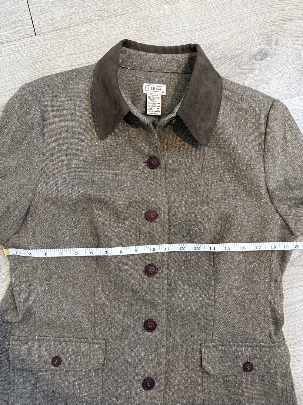 Vintage L.L. Bean Wool Blend Button Front Jacket with Silk Y2K - Suede accents - Picture 5 of 6